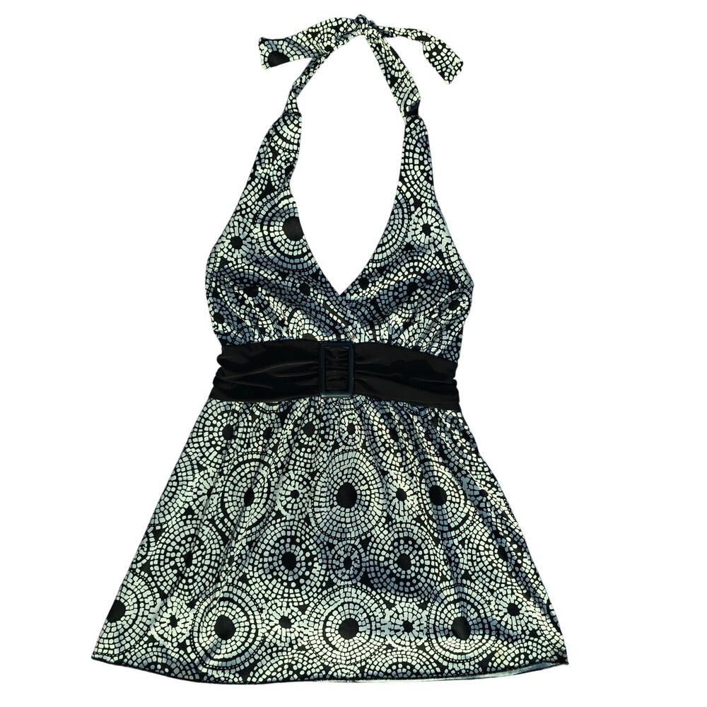 Y2k Wrapper Black and White Baby Doll Halter Top Size Large Womens